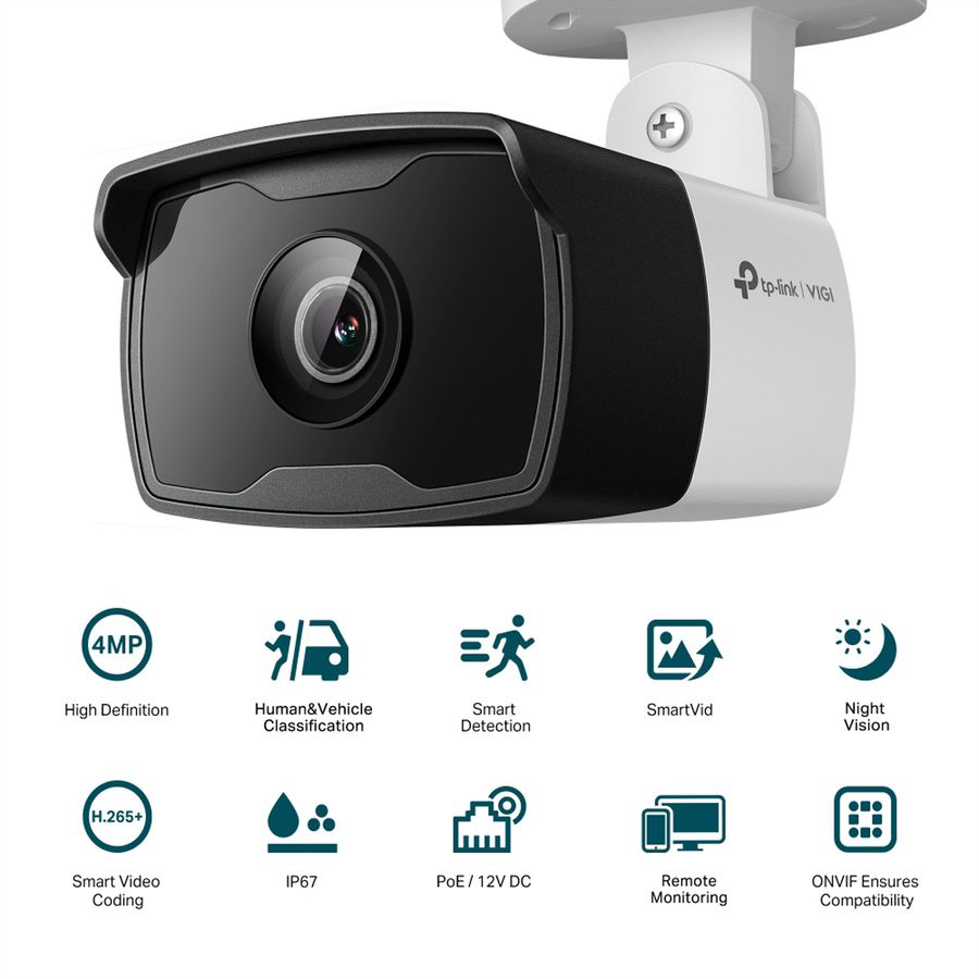 TP-Link VIGI C340I(4mm) Bullet-Kamera 4 MP, 75.1°, IR-LED 30m