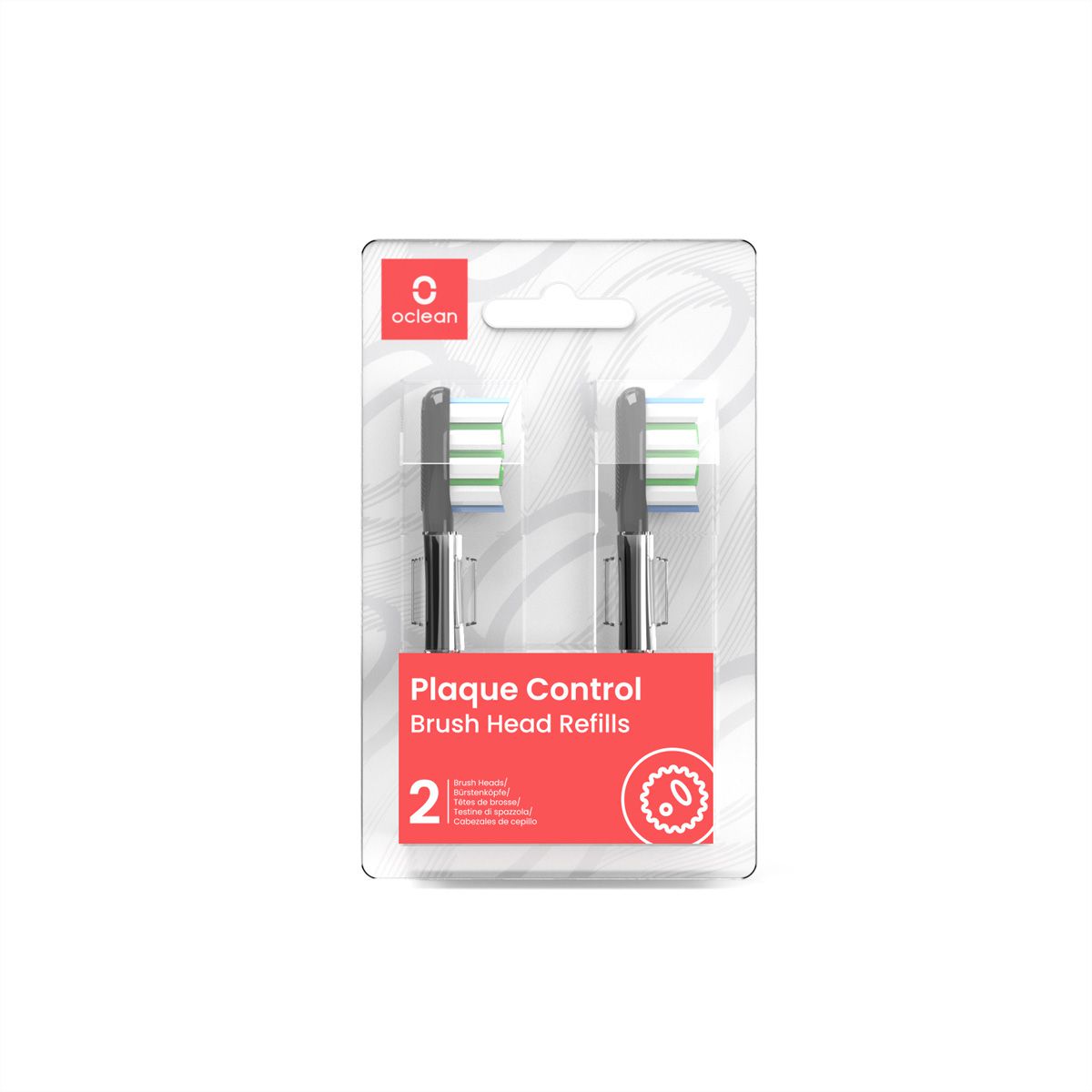 Oclean Ersatzkopf Plaque Control, 2er Pack, schwarz