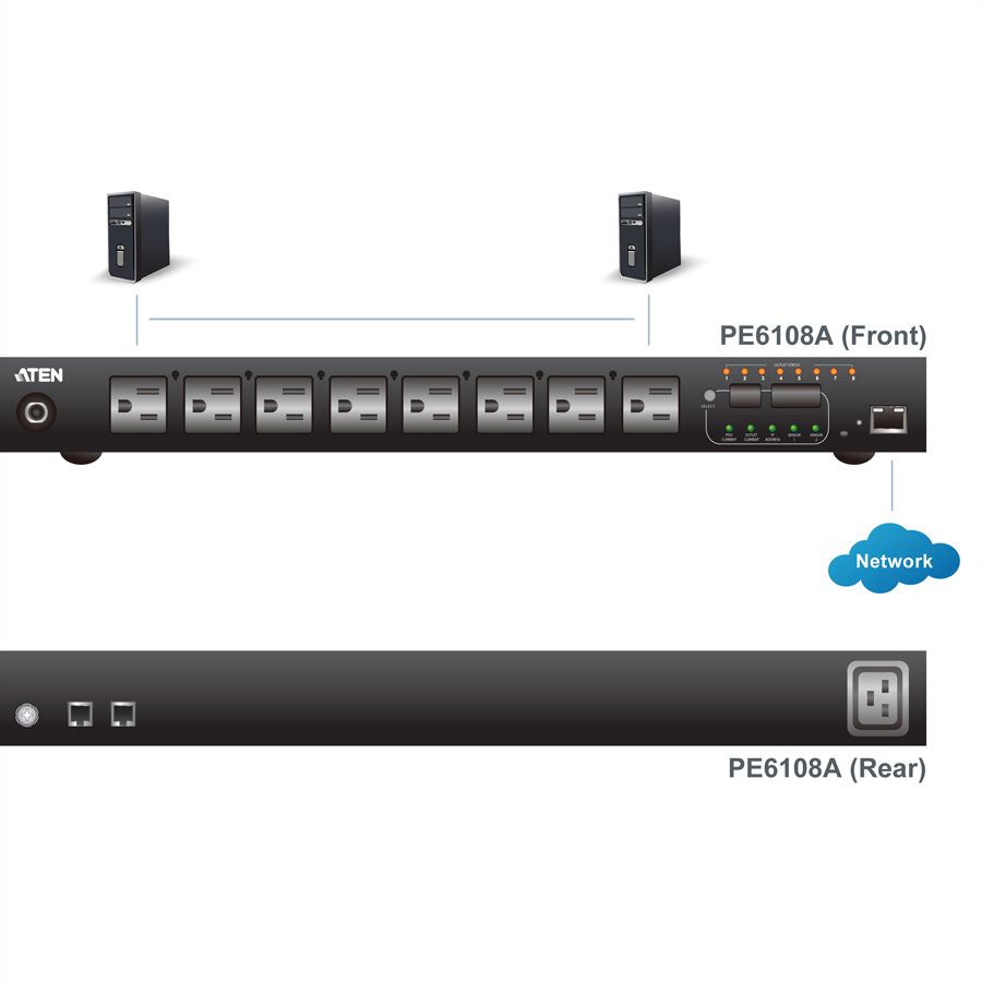 ATEN PE6108 Multiprise IP, 8 ports, 1UH, 8xC13 , 10A