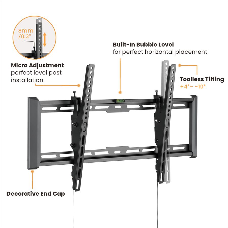 VALUE Support mural TV, distance murale de 47 mm, inclinable, 37–80 pouces, jusqu'à 75 kg