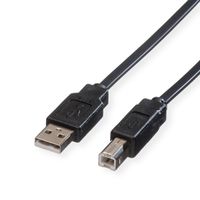 ROLINE Câble USB 2.0 plat pour Notebook, type A-B, noir, 0,8 m