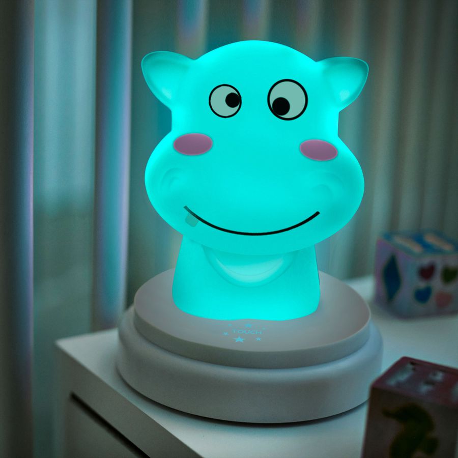 Alecto Baby LED Nachtlicht Silly Hippo, Nilpferd, blau
