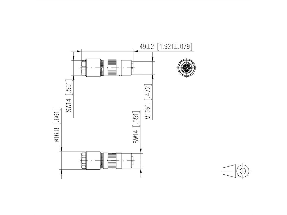 METZ CONNECT M12 Buchse IP67 gerade geschirmt, X-kodiert, Cat. 6A