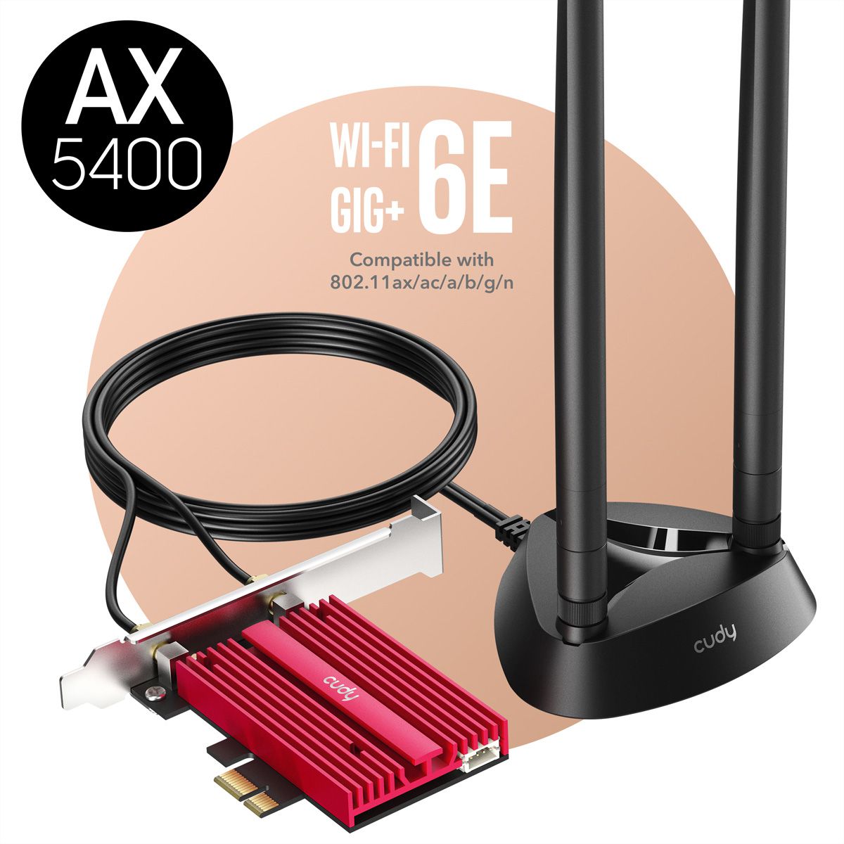 CUDY WE4000 AX5400 WiFi 6E, PCI Express