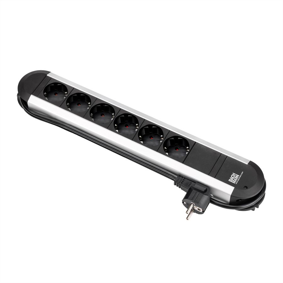 BACHMANN PRIMO Bâti de prises 6x contact de protection, aluminium, 1,75 m