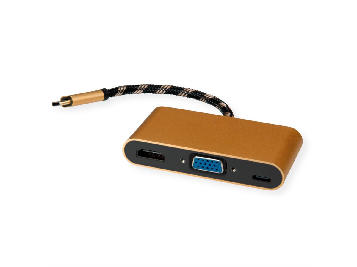 ROLINE GOLD Display Adapter USB Typ C - VGA / HDMI / C (PD)