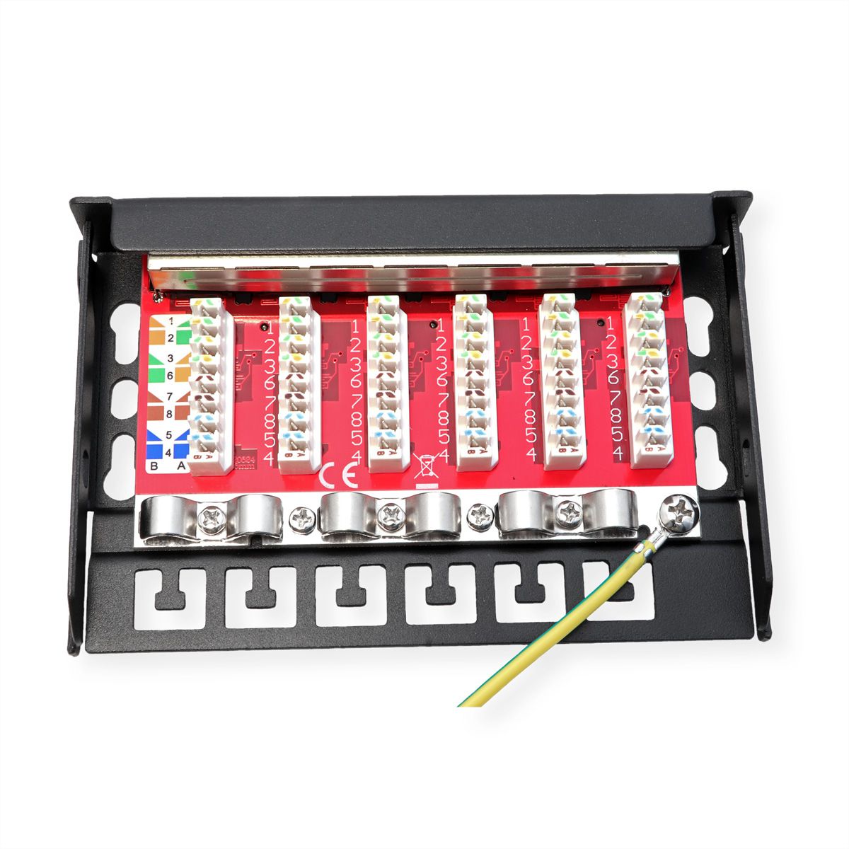ROLINE Mini-Patchpanel, Cat.6A (Class EA), 6x RJ45, 0,5HE, geschirmt, schwarz