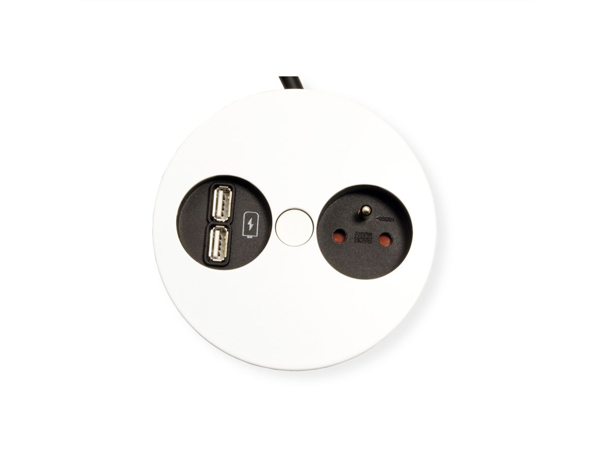 BACHMANN TWIST 1xUTE 1xUSB Charger Strom 2,0m AEH,RAL9010 30GE