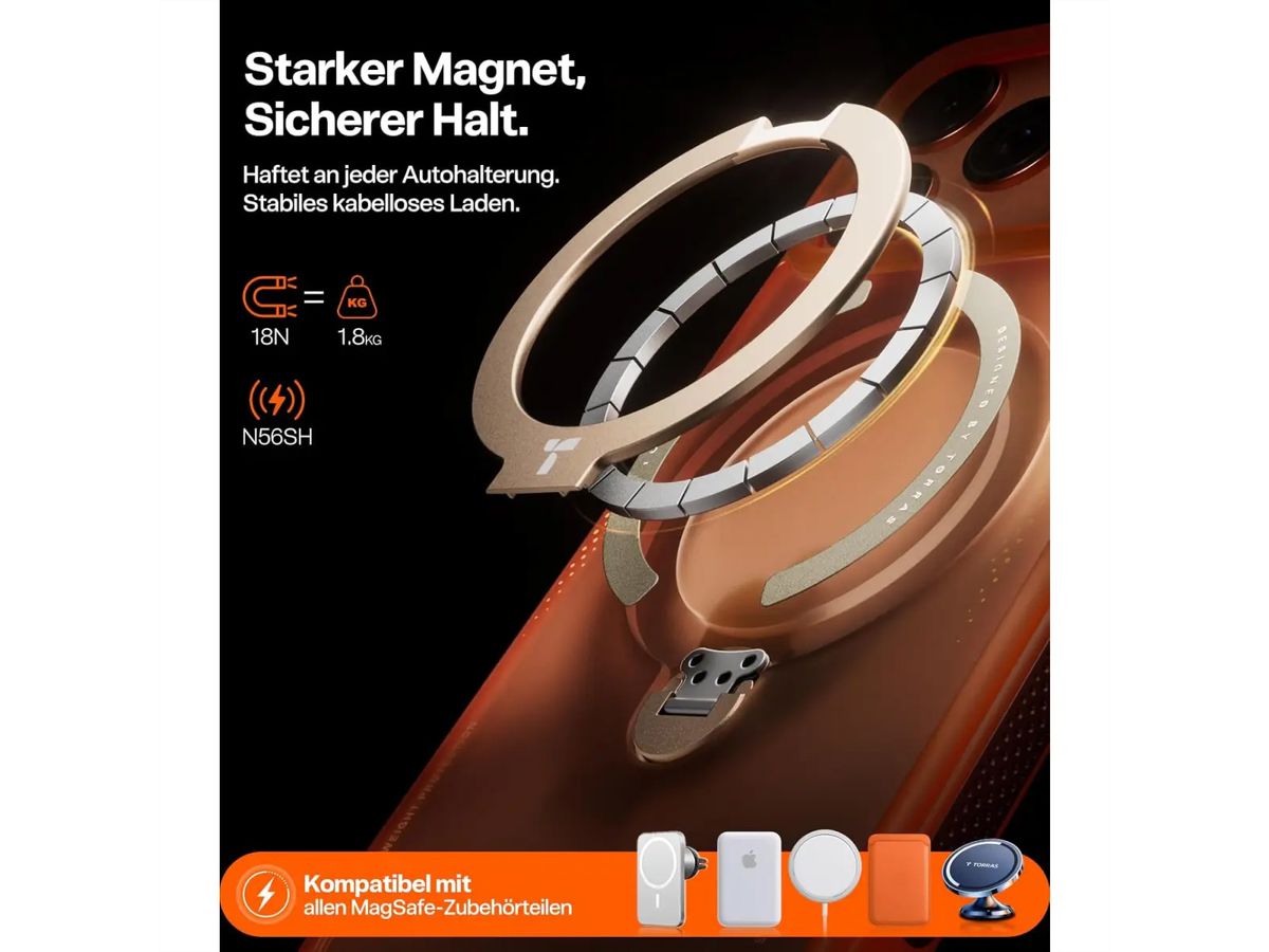 Torras Ostand Q3 Air Schutzhülle, iPhone 17 Pro, Magsafe, orange