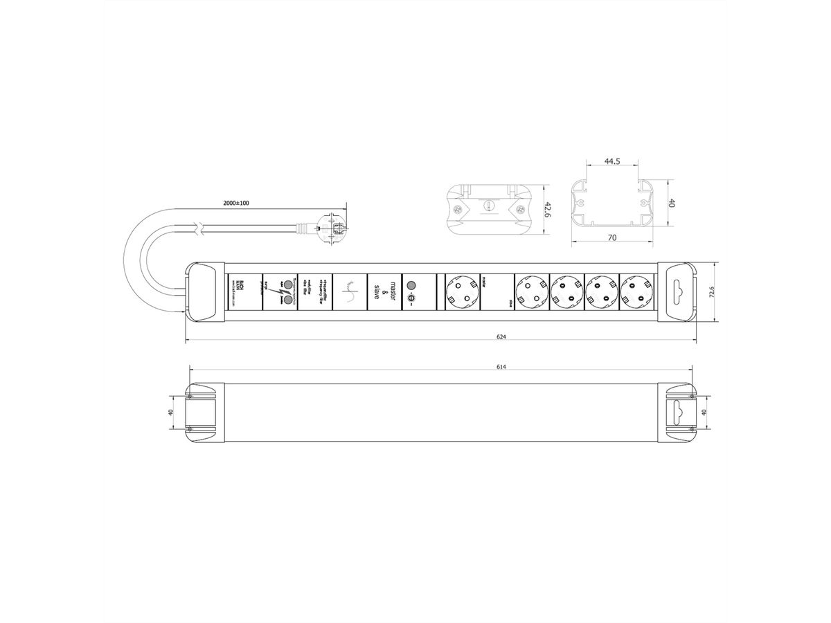 BACHMANN CONNECTUS 4+1xCEE7/3 M&S GVS Strom 2,0m CEE7/7