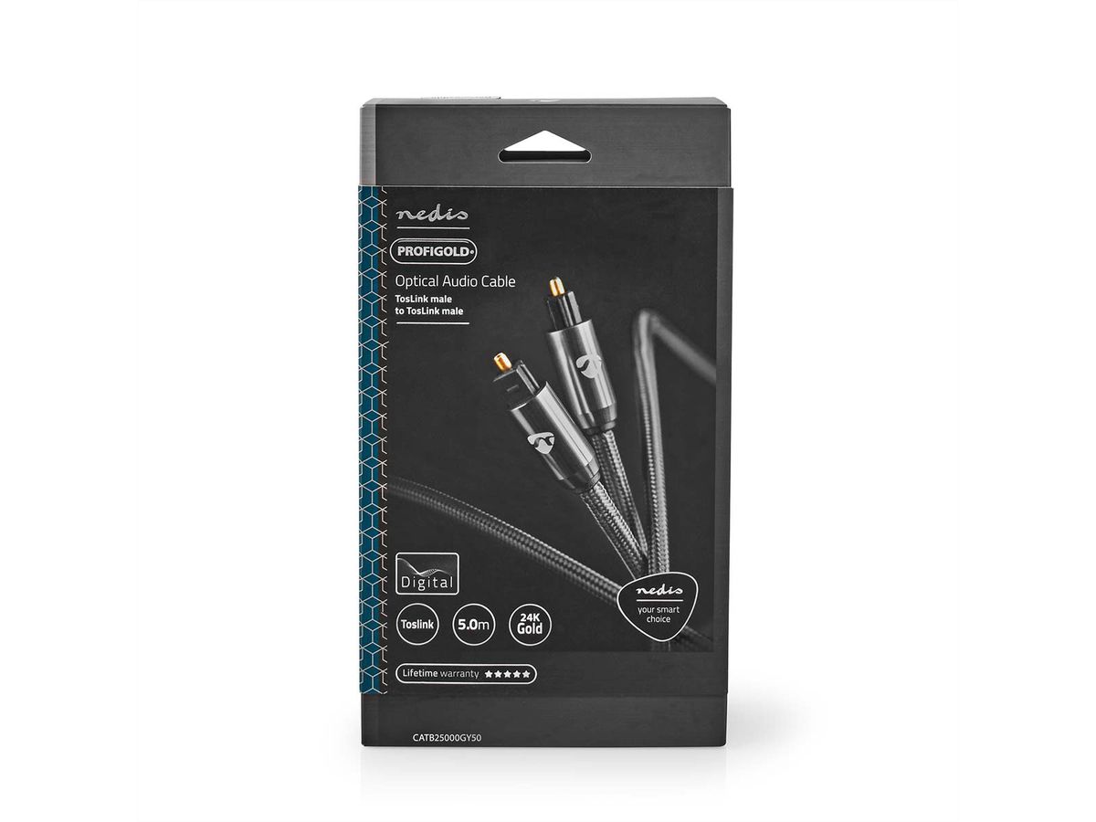 Nedis Optisches Audiokabel, 2x Toslink, ST/ST, grau, 5 m