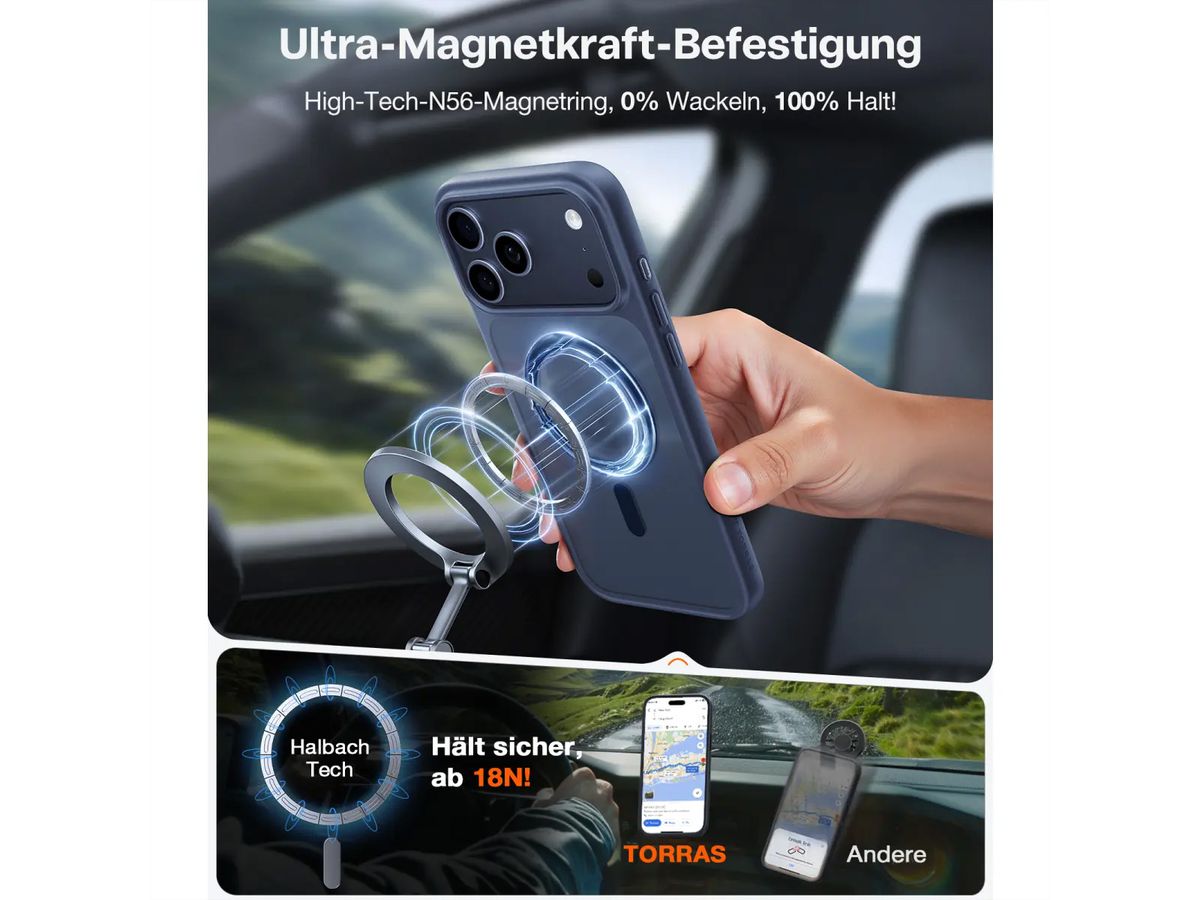 Torras Guardian Case , iPhone 15 Pro Max, MagSafe, bleu