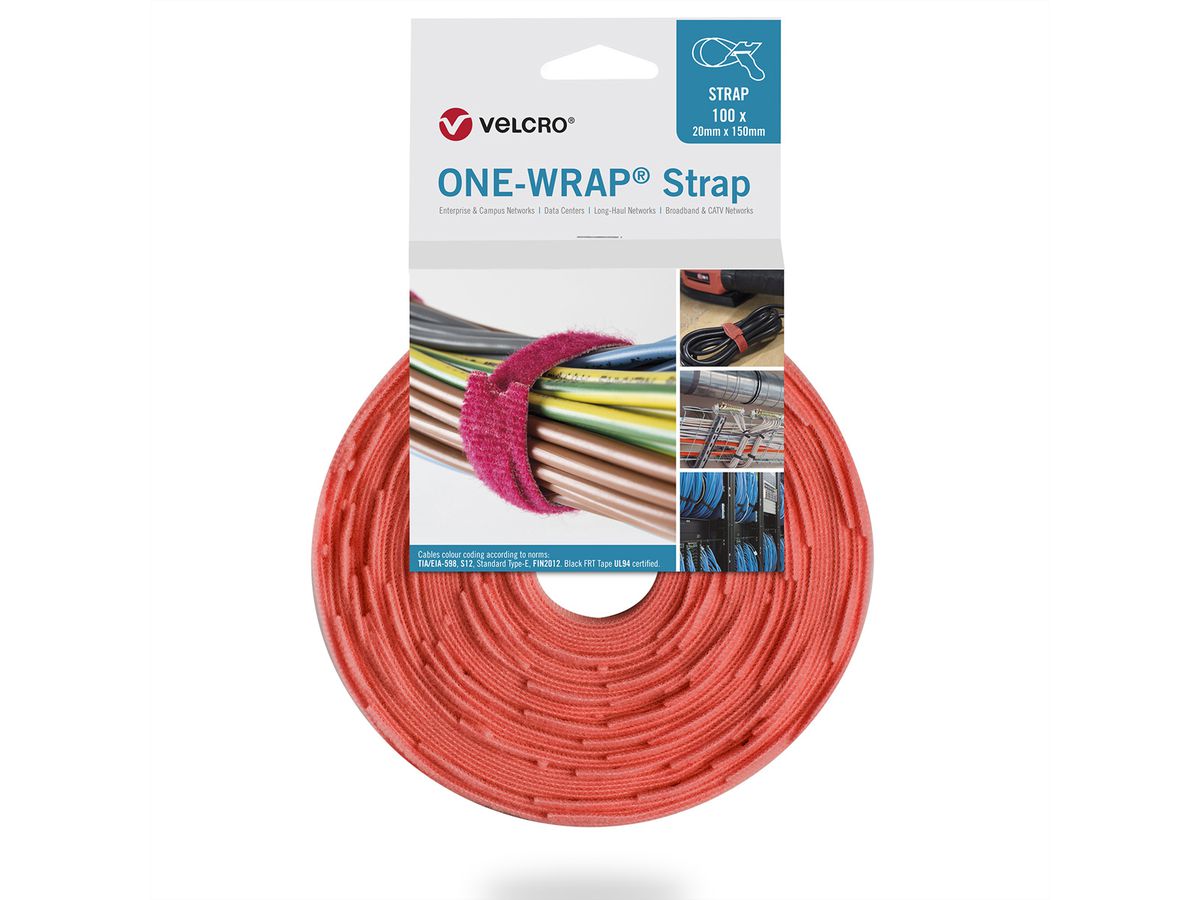 VELCRO® One Wrap® Strap 20mm x 150mm, 100 pièces, orange