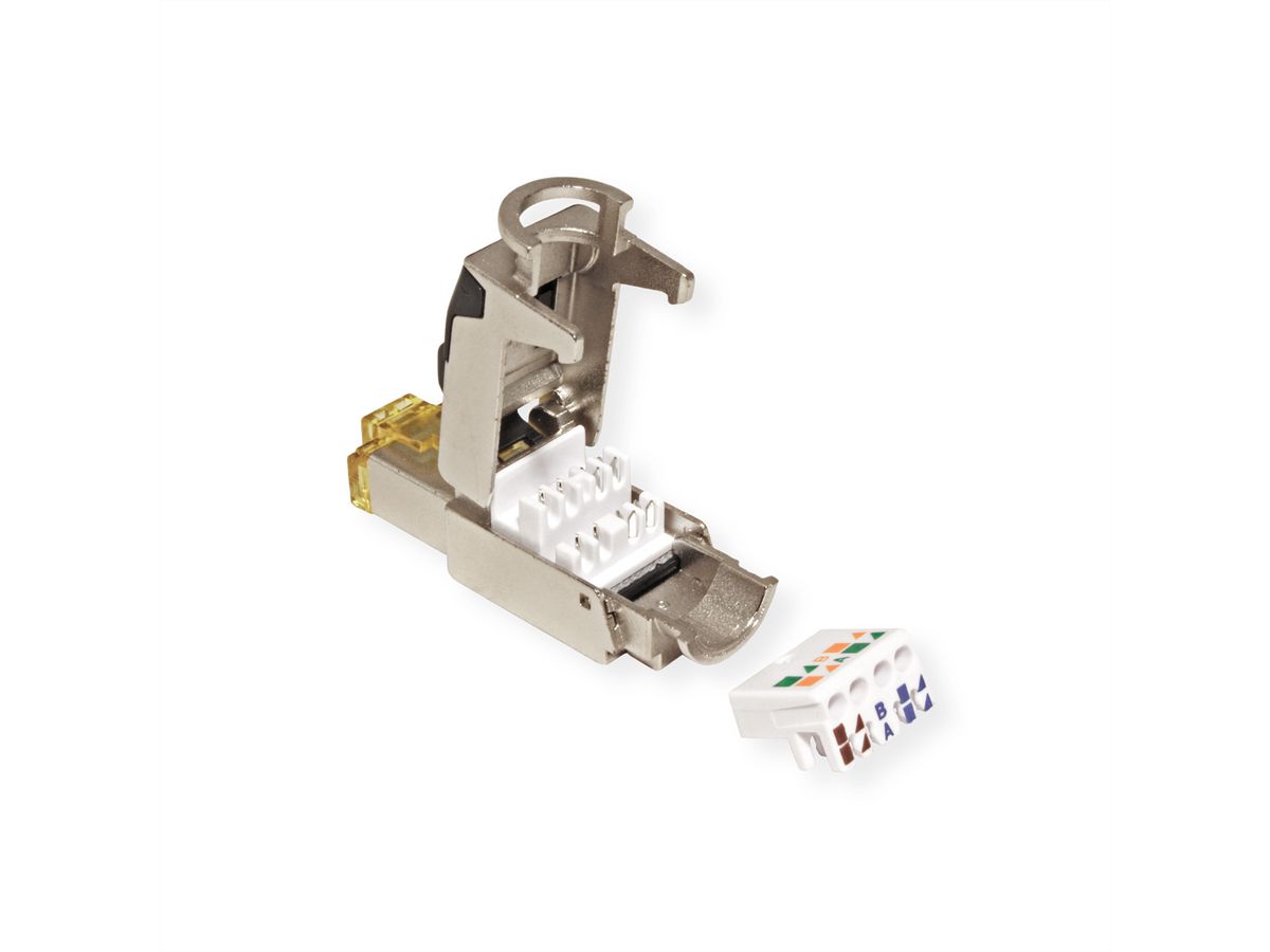 ROLINE feldkonfektionierbarer RJ-45 Stecker Cat.6A (Class EA), STP, silberfarben