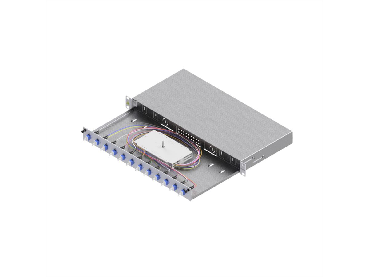 EasyLan LWL-Spleißbox Grade C 19-Zoll 1HE, 12 Ports, 12x LC-Duplex, OS2