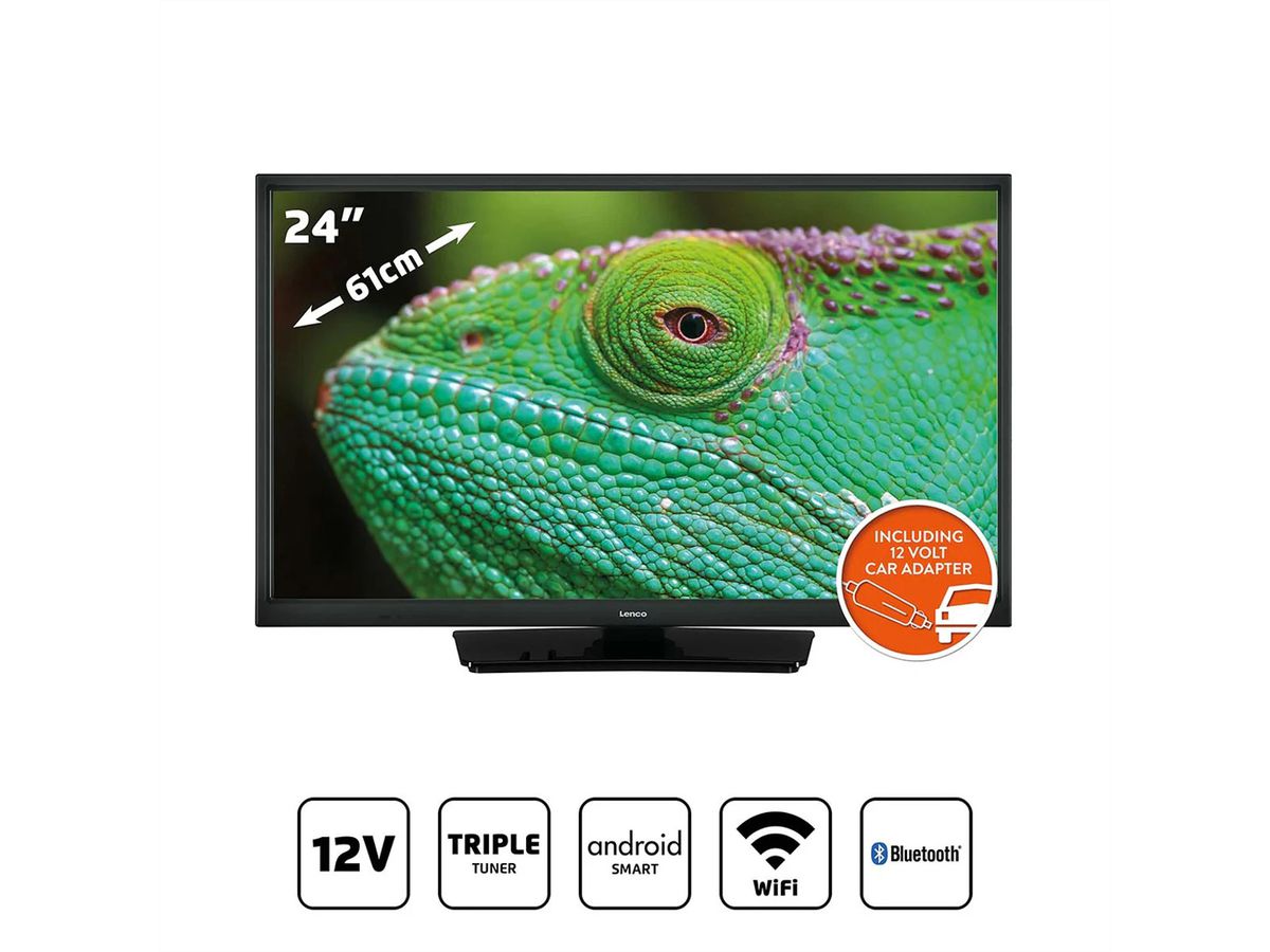Lenco LED-2463BK 24" Android Smart-TV, schwarz, 12V, Chromecast