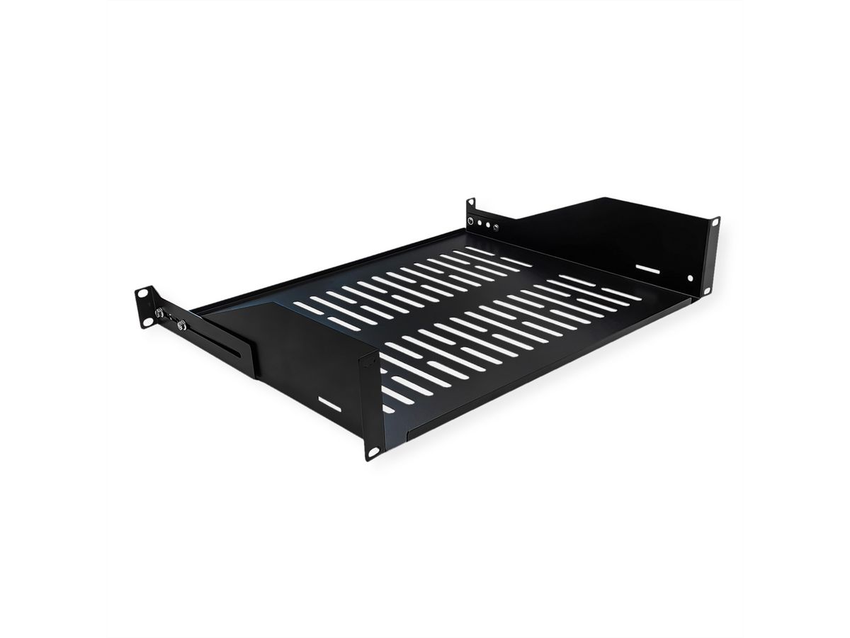 VALUE Etagère 19", 2U, 350 mm, max. 25kg, forme en U, noir