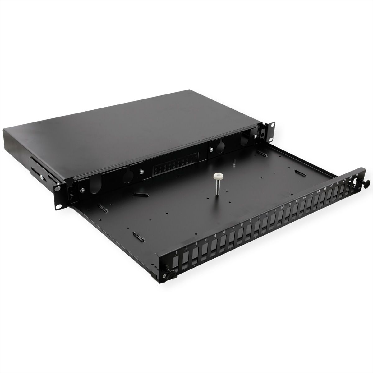 VALUE 19-Zoll-Spleißbox leer 1 HE, 24x SC DX / LC 4-fach, ausziehbar