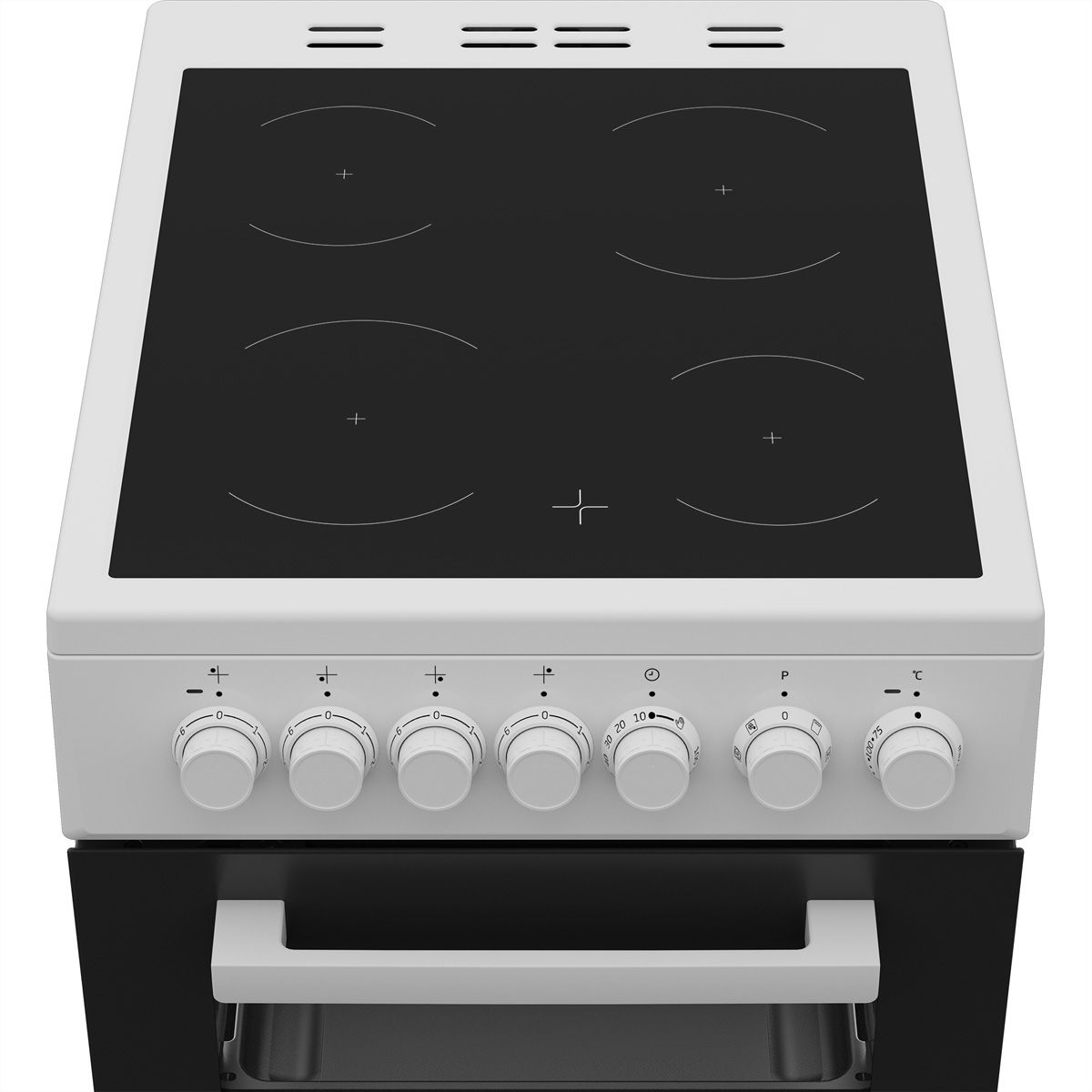 Beko Elektroherd FSM57100GW Elektroherd mit Glaskeramik-Kochfeld