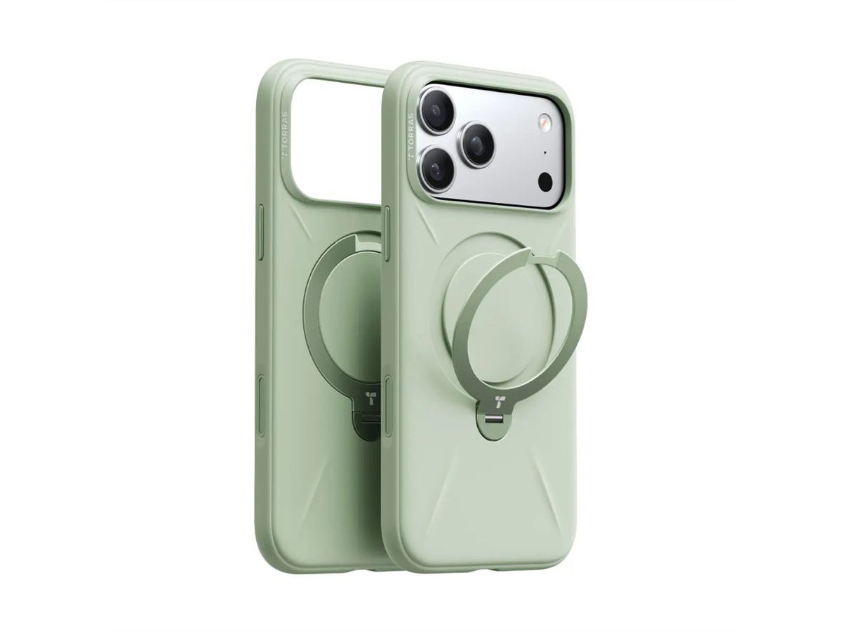 Torras Ostand Spin Softune Case, iPhone 17 Pro Max, MagSafe, vert, vert