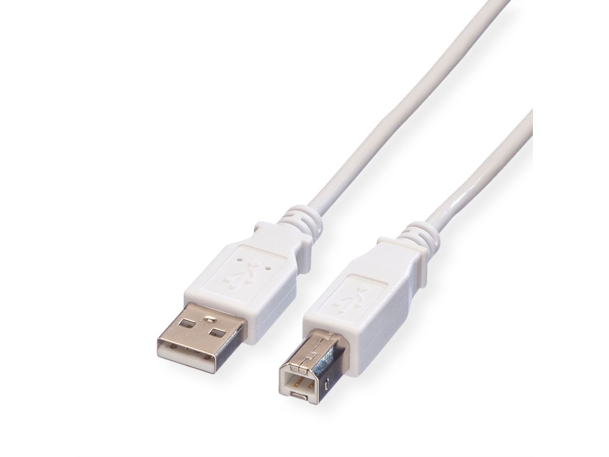 VALUE USB 2.0 Kabel, Typ A-B, weiß, 3 m