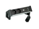 BACHMANN DESK2 ALU BLACK 2xUTE 1xUSB A&C 22W 0,2m GST18