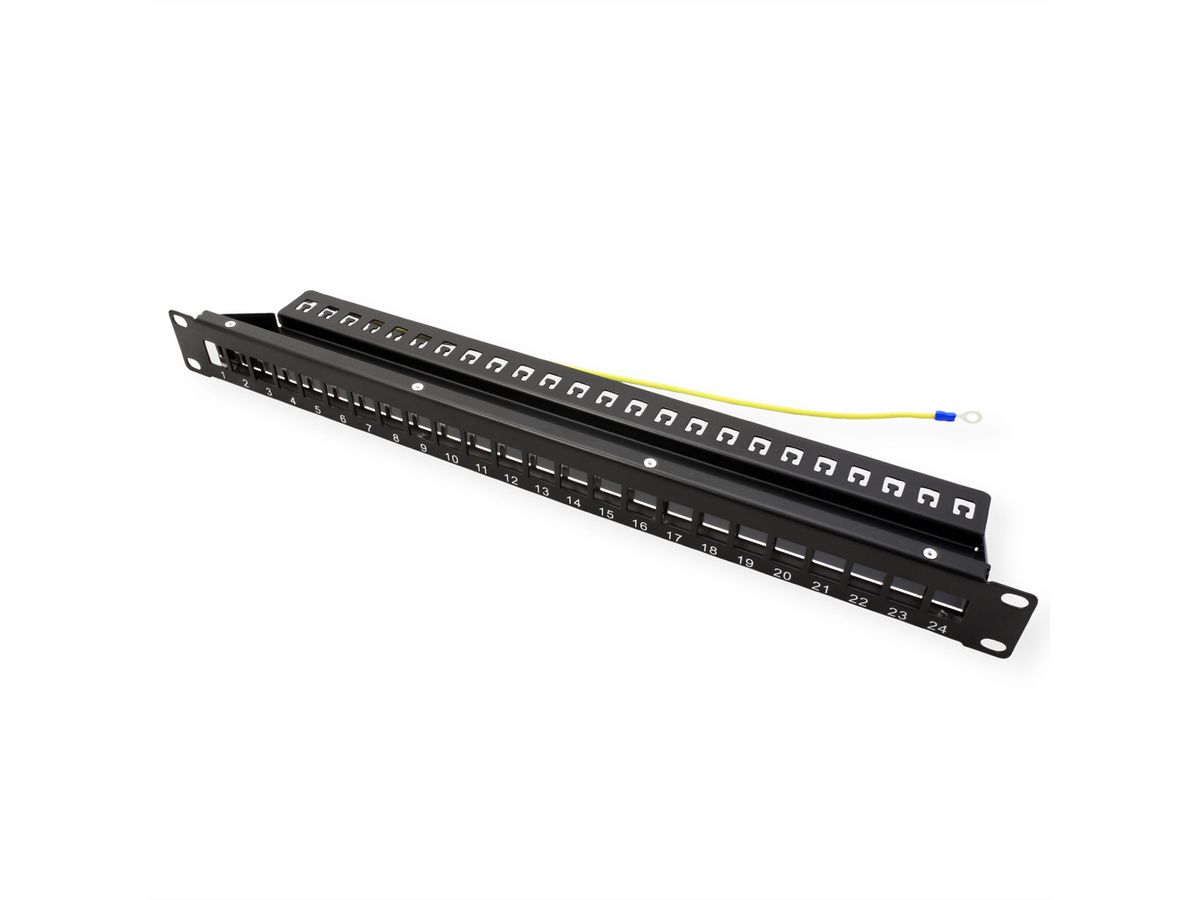 VALUE 19-Zoll-Keystone-Modulträger, 24 Ports, 1HE, geschirmt, schwarz