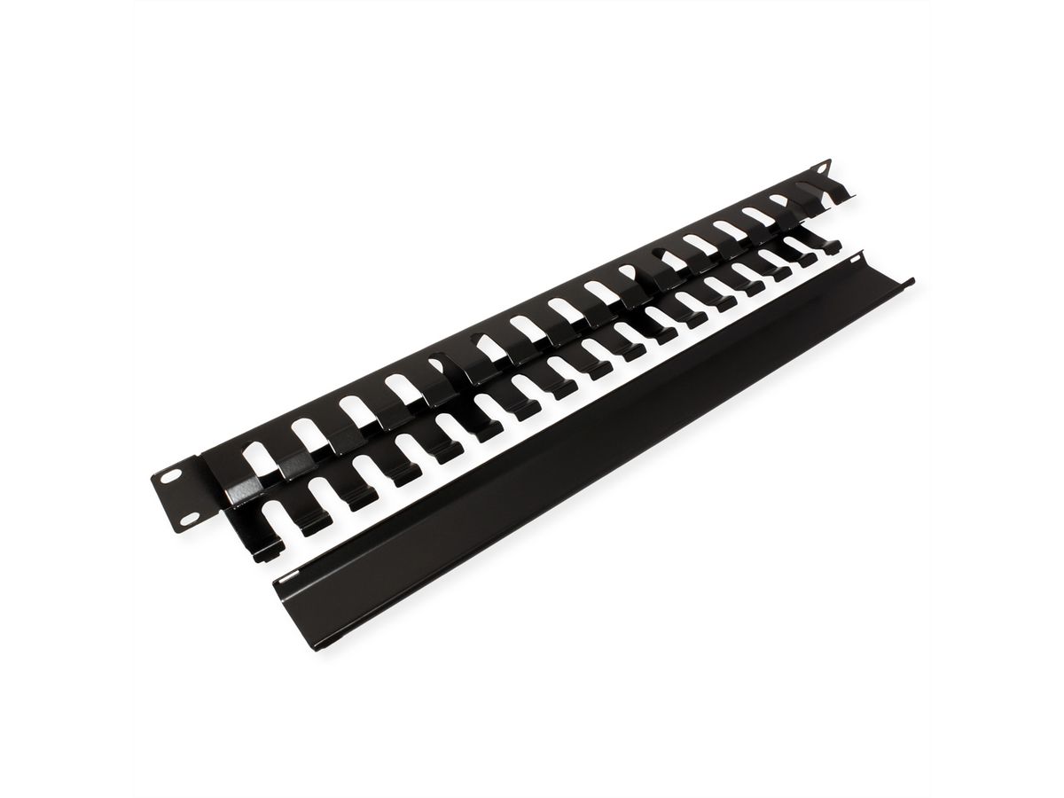 VALUE 19-Zoll-Frontplatte 1 HE mit Rangierkanal 40 x 40 mm, schwarz