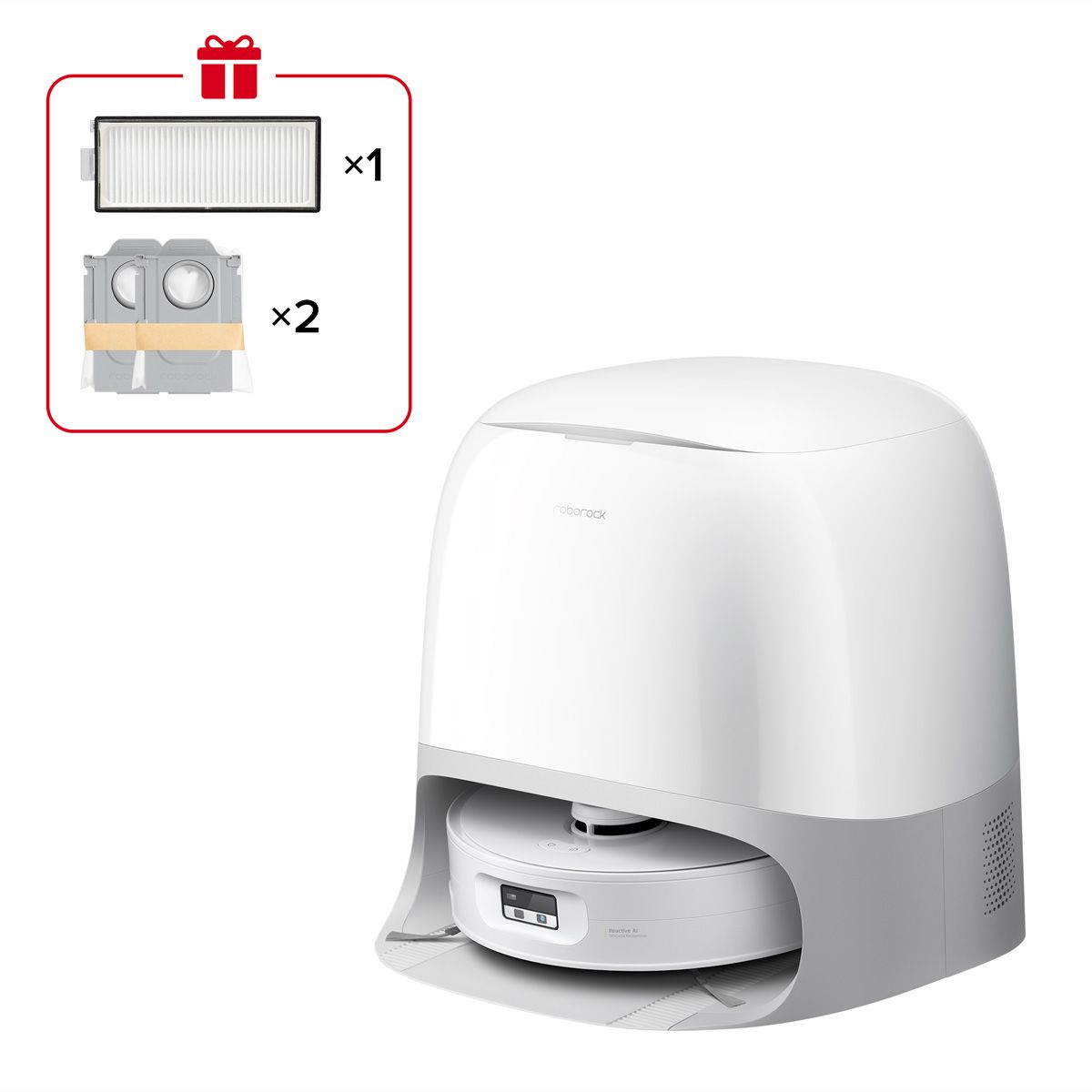 Roborock Aspirateur robot Qrevo Curv 2 FlowX, blanc