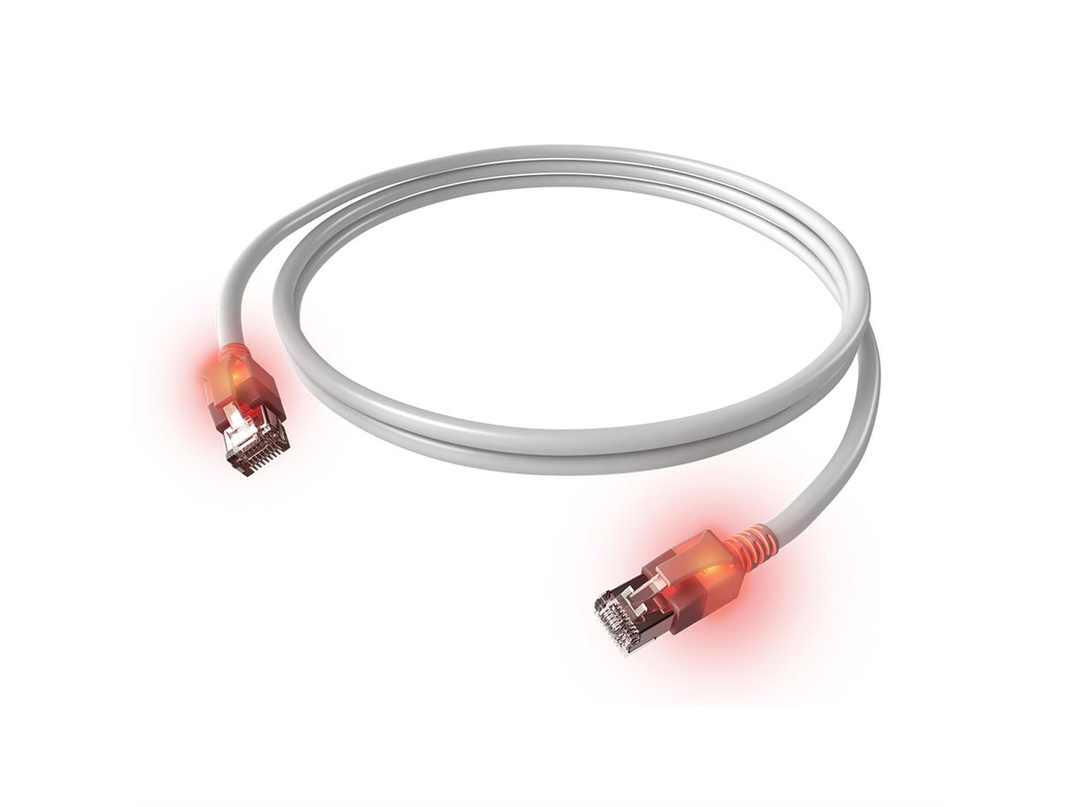Cordon EasyLan DualBoot® LED Cat.6A (Classe EA) S/FTP, LSOH, blanc, 0,5 m