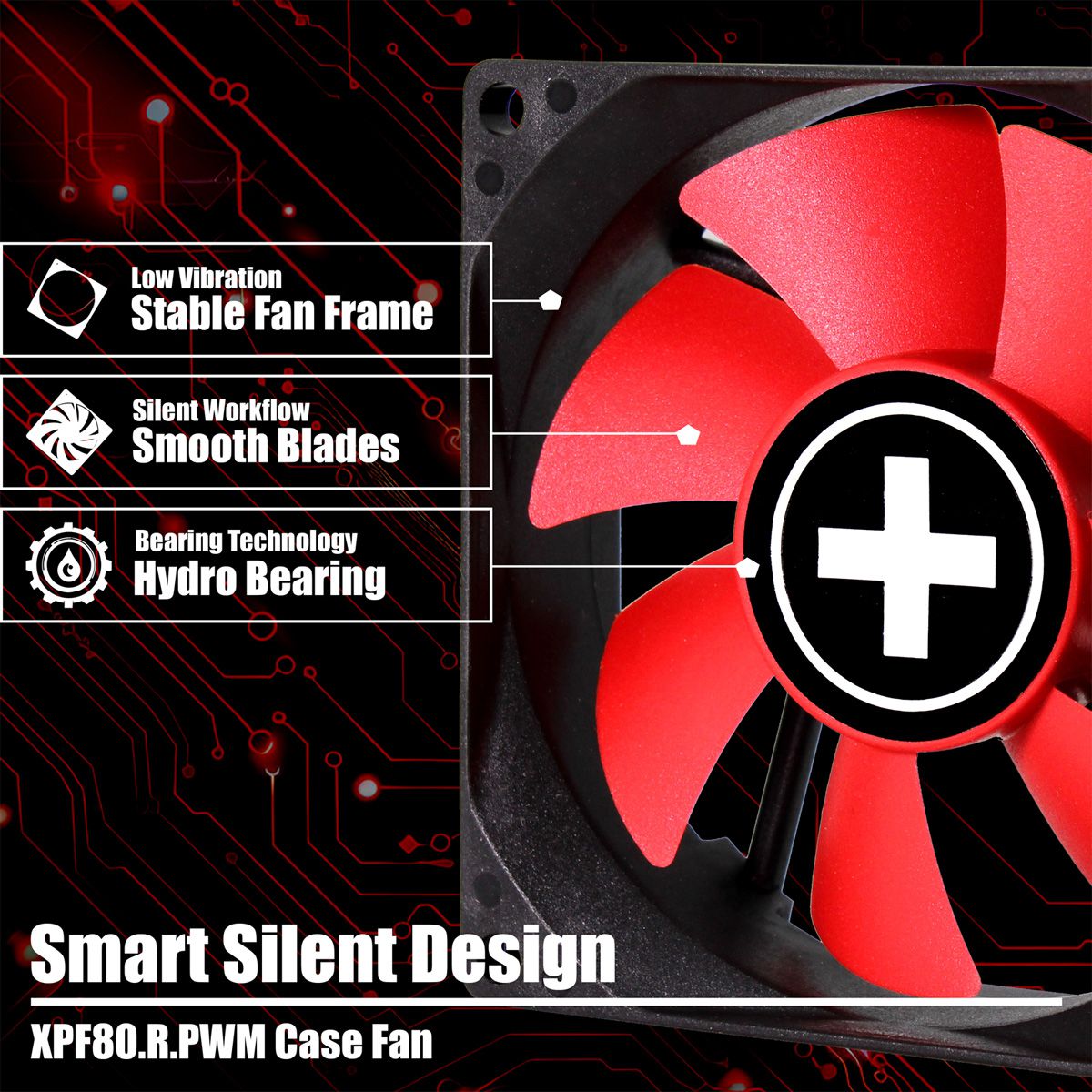 Xilence XPF80.R.PWM 80mm PWM Ventilateur de boîtier, 4PIN