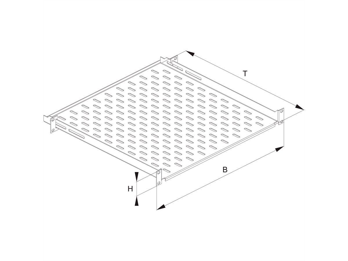 CONTEG Etagère 19", 1U, noire, 435 x 450 mm, max. 15kg