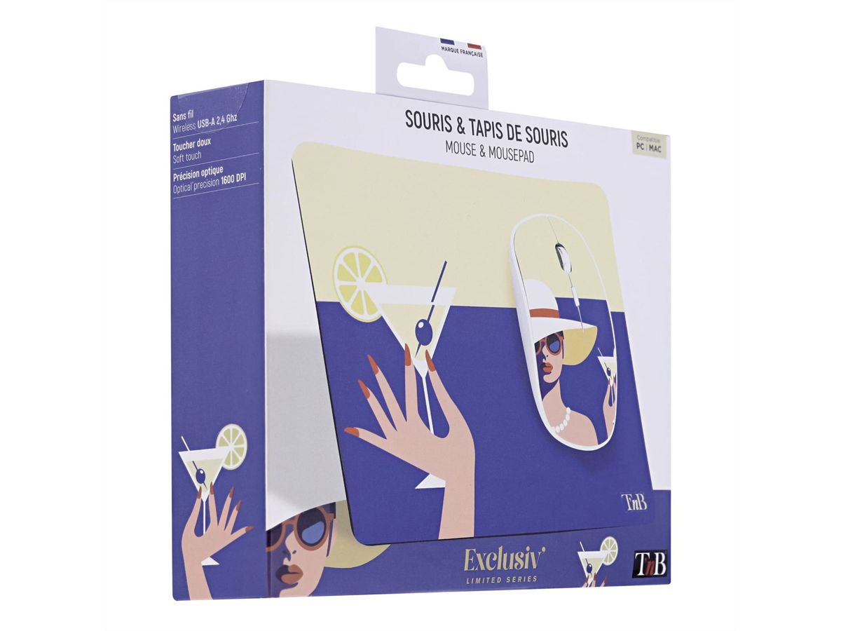 T'nB COCKTAIL EXCLUSIV Kabellose Maus und Mauspad , im Set