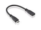ROLINE Câble USB 3.2 Gen 2 Type C, C-C, M/F, 4K UHD-1, 10Gbit/s, 100W, noir, 0,15 m