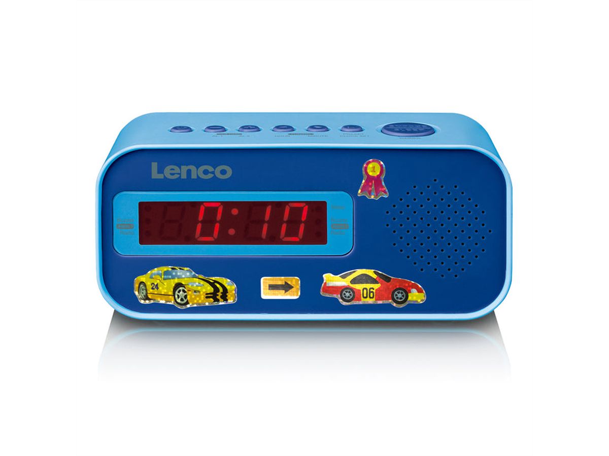 Lenco Radio-réveil CR-205 bleu, Blanc