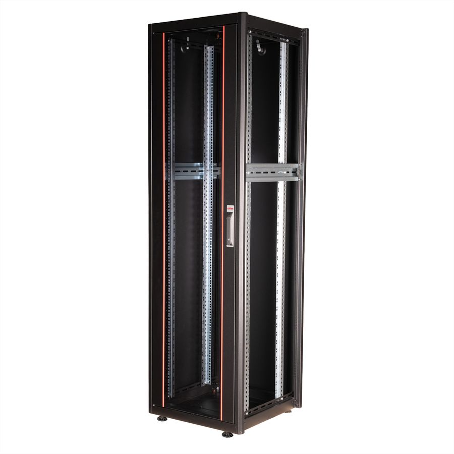 ROLINE 19-Zoll Netzwerkschrank Basic 42 HE, 600x600 BxT Glastür schwarz