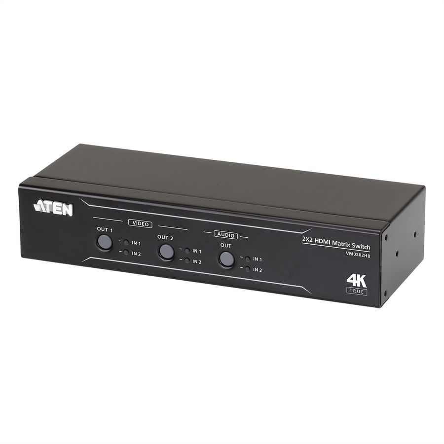 ATEN VM0202HB Commutateur matriciel HDMI True 4K 2 x 2 avec Désembeddeur audio