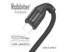 Rabbiter Power USB-C Kabel, 100W, 1.5m, schwarz, 1,5 m