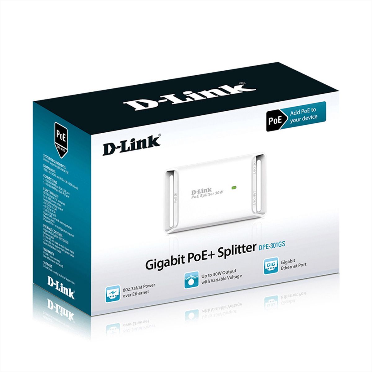 D-Link DPE-301GS Gigabit PoE+ Splitter