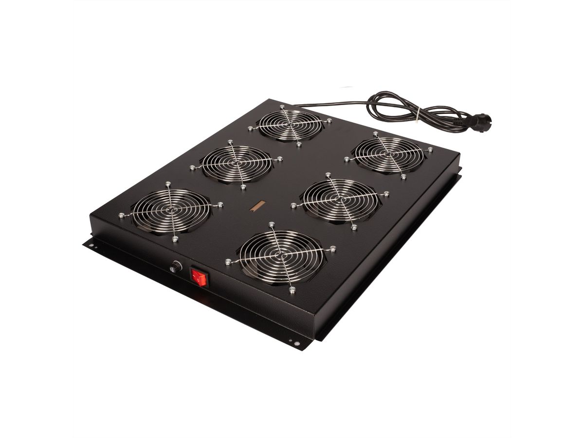 ROLINE 19-Zoll Dachlüftereinheit 6 Lüfter, ON/OFF für Serverschrank der PRO Serie schwarz