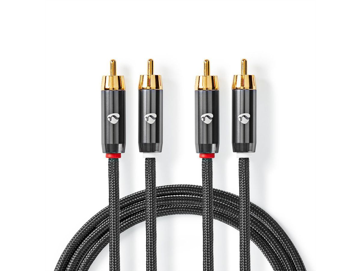 Nedis Stereo-Audiokabel, 2x Cinch, ST/ST, grau, 2 m