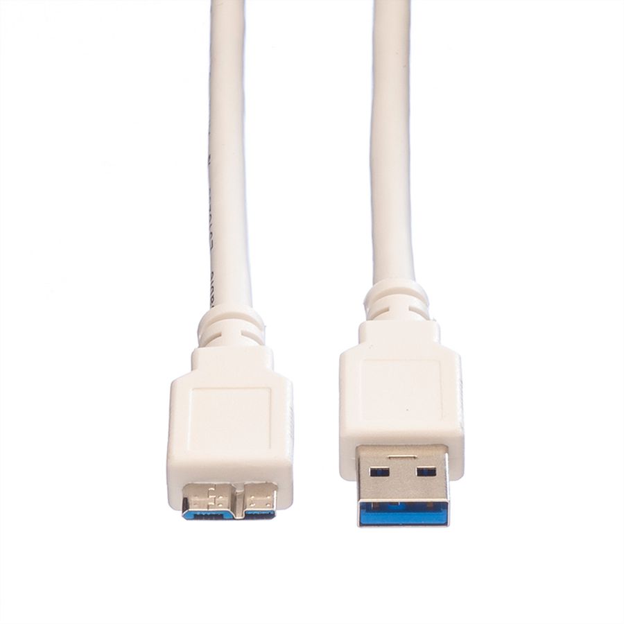 VALUE Câble USB 3.2 Gen 1, A M - Micro B M, blanc, 0,15 m
