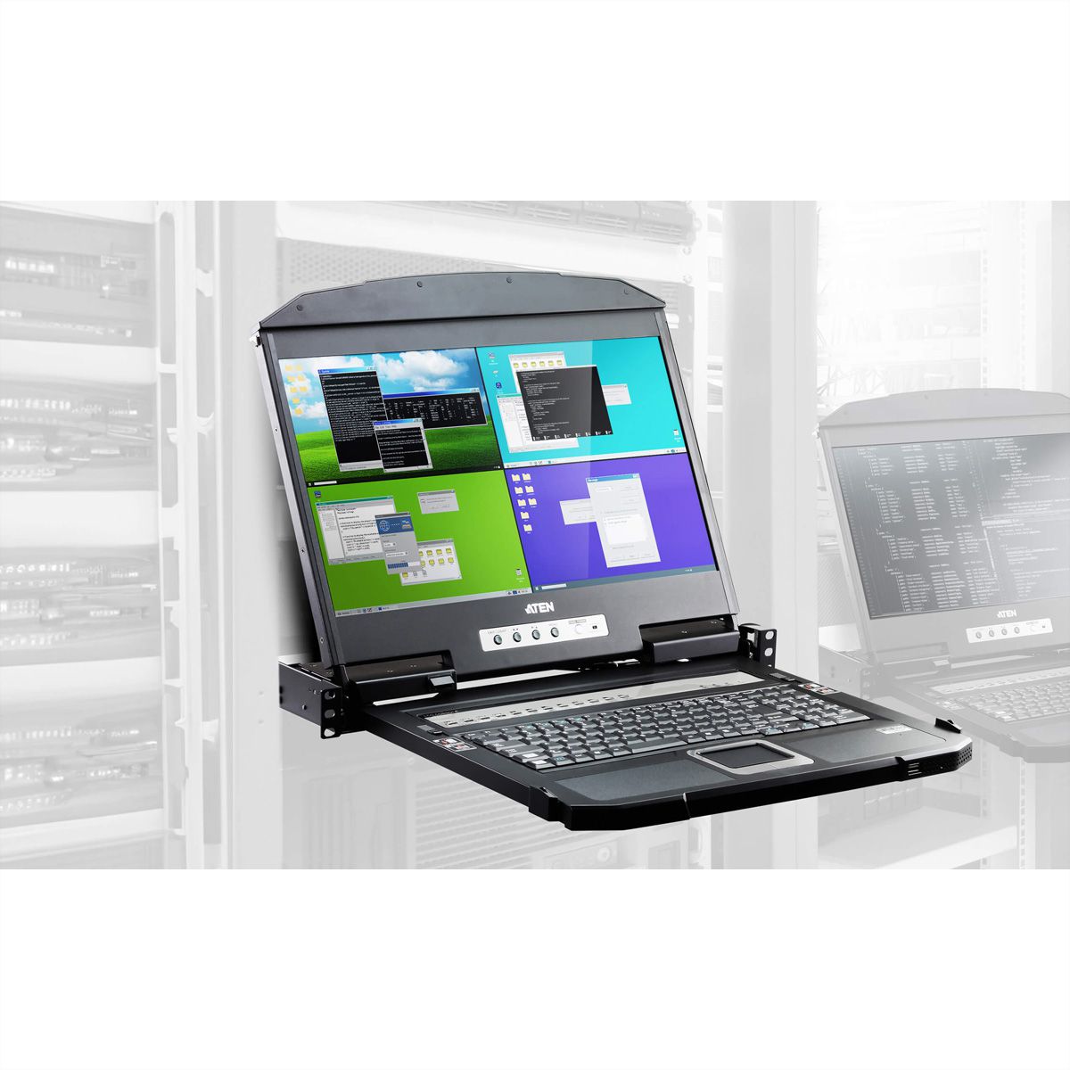 ATEN CL3884NW 4-Port Multi-View Dual Rail WideSceen LCD KVM, UK-Layout