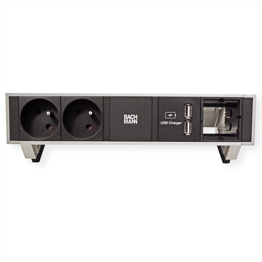 BACHMANN DESK2 2xUTE 35° 1xUSB Charger 1xCM Strom 0,2m GST18 Inox