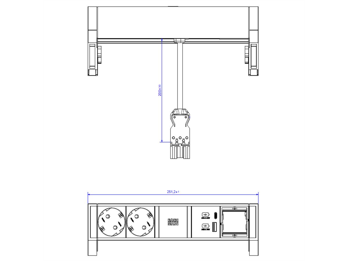 BACHMANN DESK2 2x contact de protection USB A&C