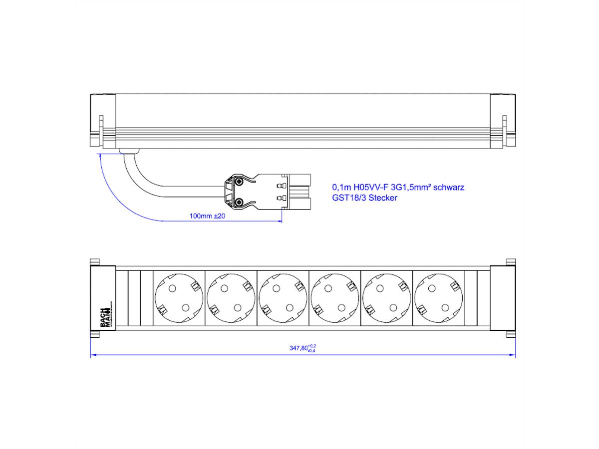 BACHMANN POWER FRAME 6xCEE7/3, GST18, 0,5 m