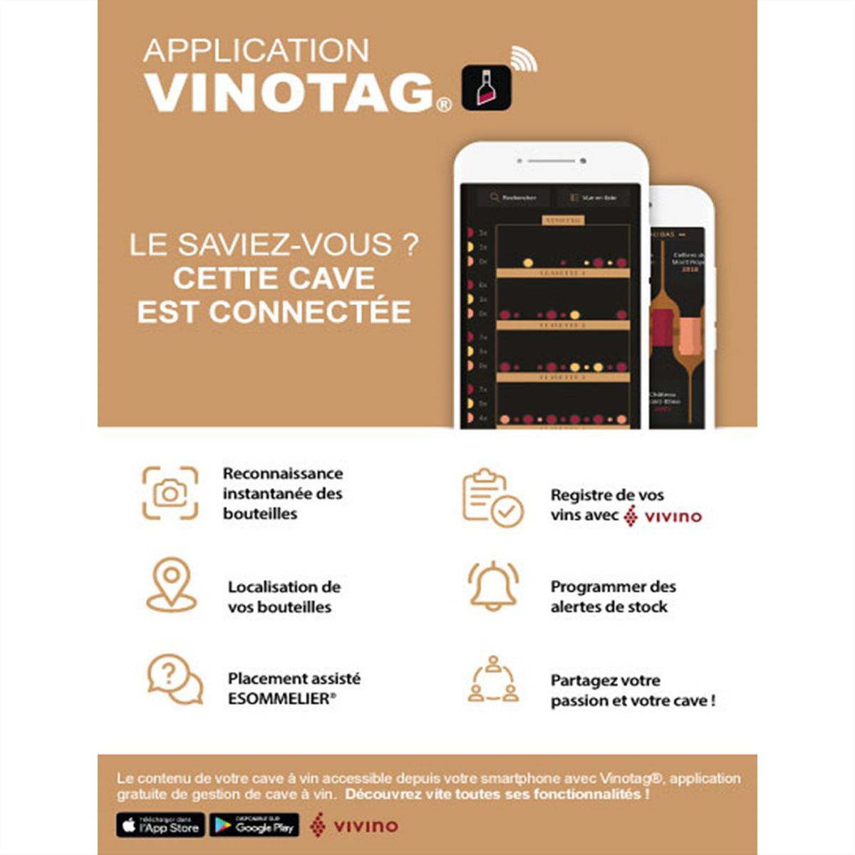 Climadiff Armoire à vin CEPAGE108DZ, Autonome, 2 zones, 108 bouteilles