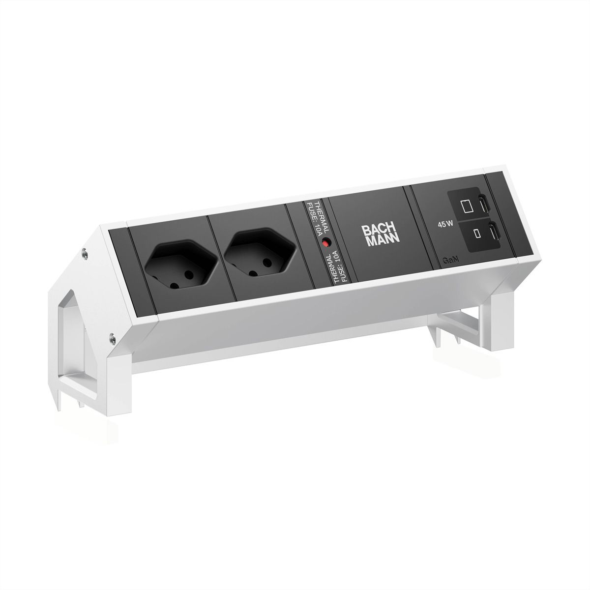 BACHMANN DESK2 2xCH 90° 1xUSB C/C 45W, L=0,2m INOX