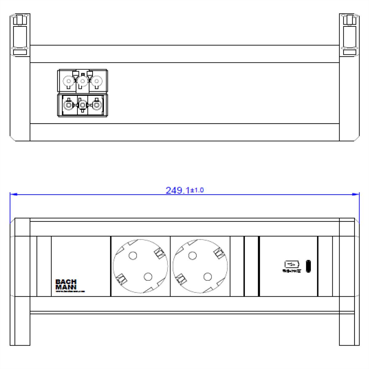 BACHMANN DESK 2x contact de protection USB C
