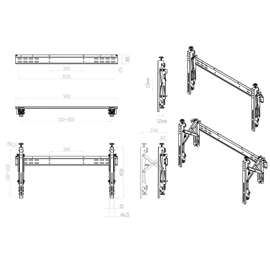 ROLINE Video-Wand-Lösung für Digital Signage, Dual Screen Halterung, bis 50 kg